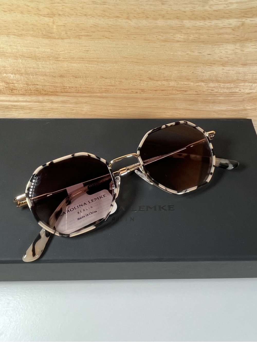 Brand New In Box Carolina Lemke Berlin Designer Sunglasses Grey Demi Gold Style - Picture 9 of 12